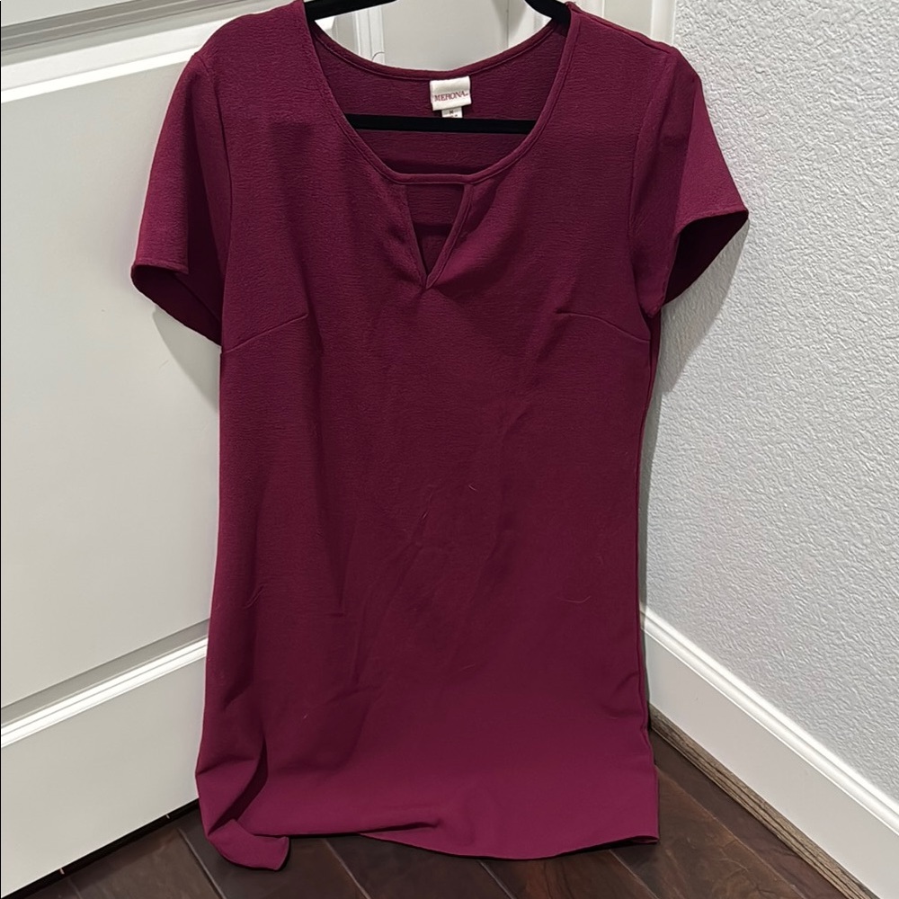 Merona Red Tunic Dress with Relaxed Fit and Short Sleeves